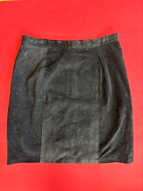 Vintage 80s Genuine Black Suede Mini Skirt